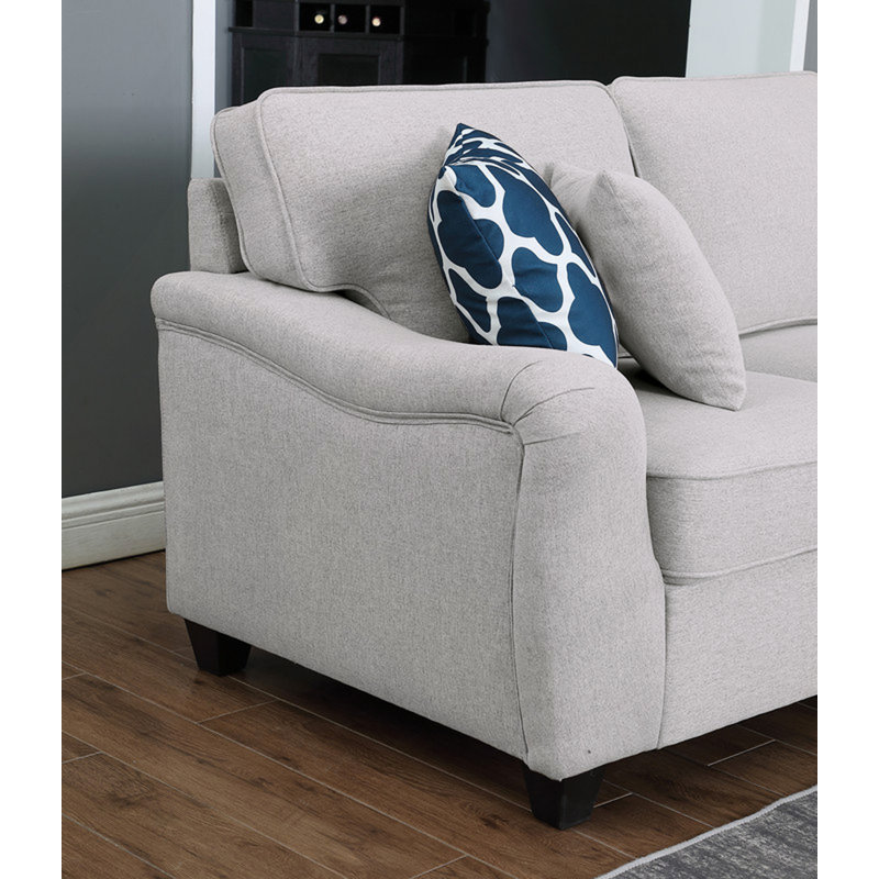 Canapé modulaire, canapé modulaire en forme de L 7 pièces en lin gris clair de 125 po et repose-pieds