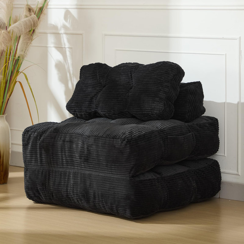 Canapé-lit convertible pliant avec matelas pliable, coussin, support pour le dos et poche latérale pour le salon et la chambre à coucher