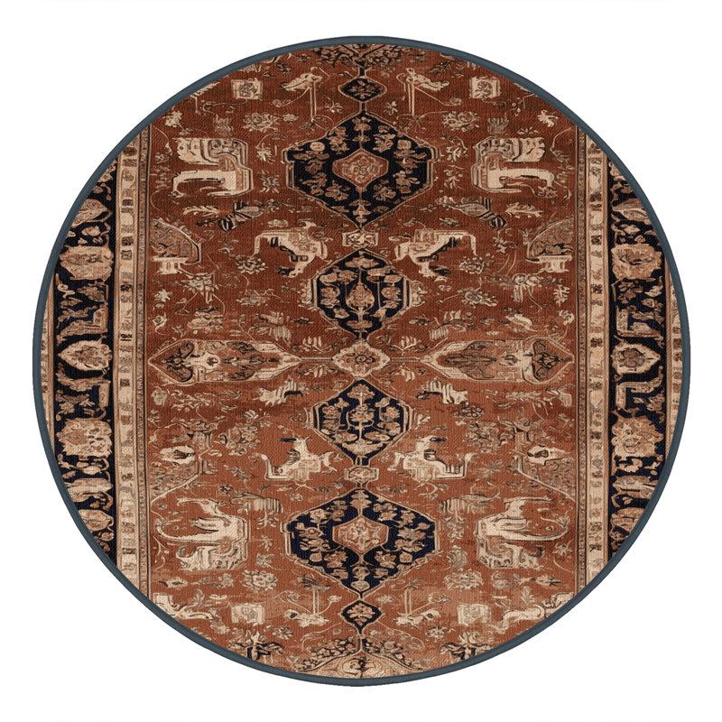 Tapis brun lavable à la machine, Rond 3 pi