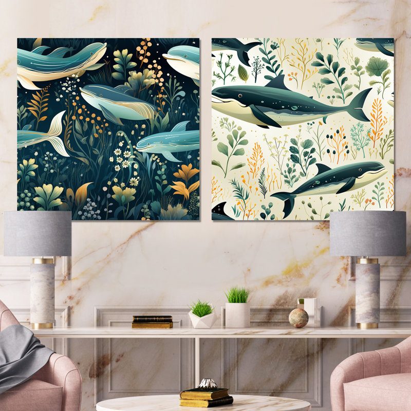 Ensemble de 2 peintures murales sur toile côtières - Rangins, Toile tendue, H 16 po x l 33 po x P 1 po