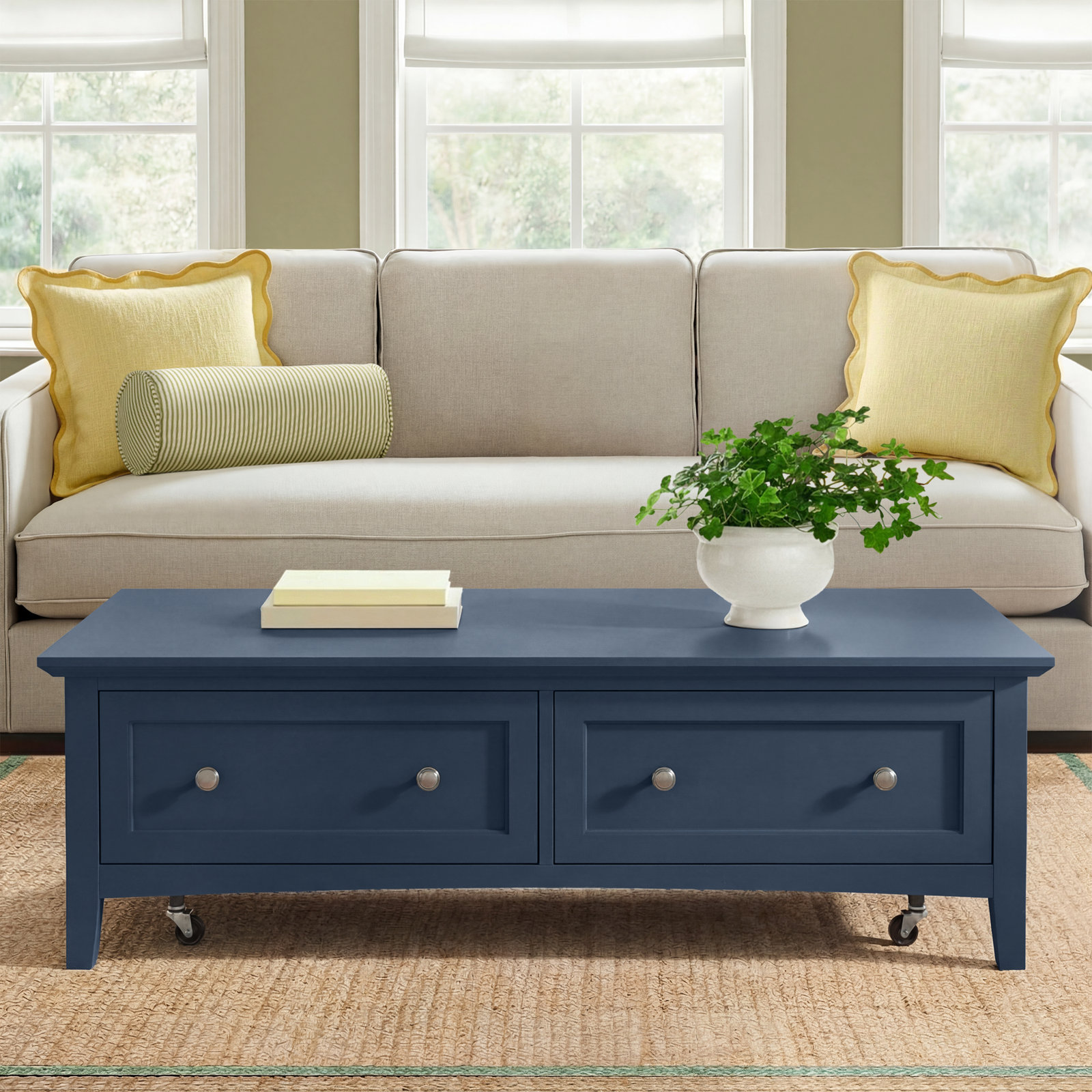 Renee 55" Mahogany Coffee Table, Blue