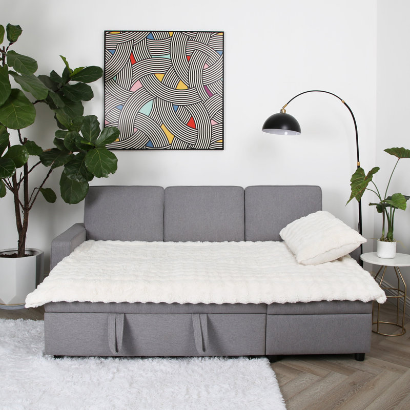 Razzak 3 Seater Linen Sofa Bed, Light Grey