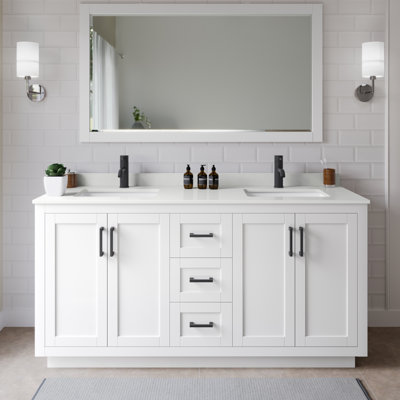 Miranda 66" Freestanding Double Bathroom Vanity with Quartz Top
