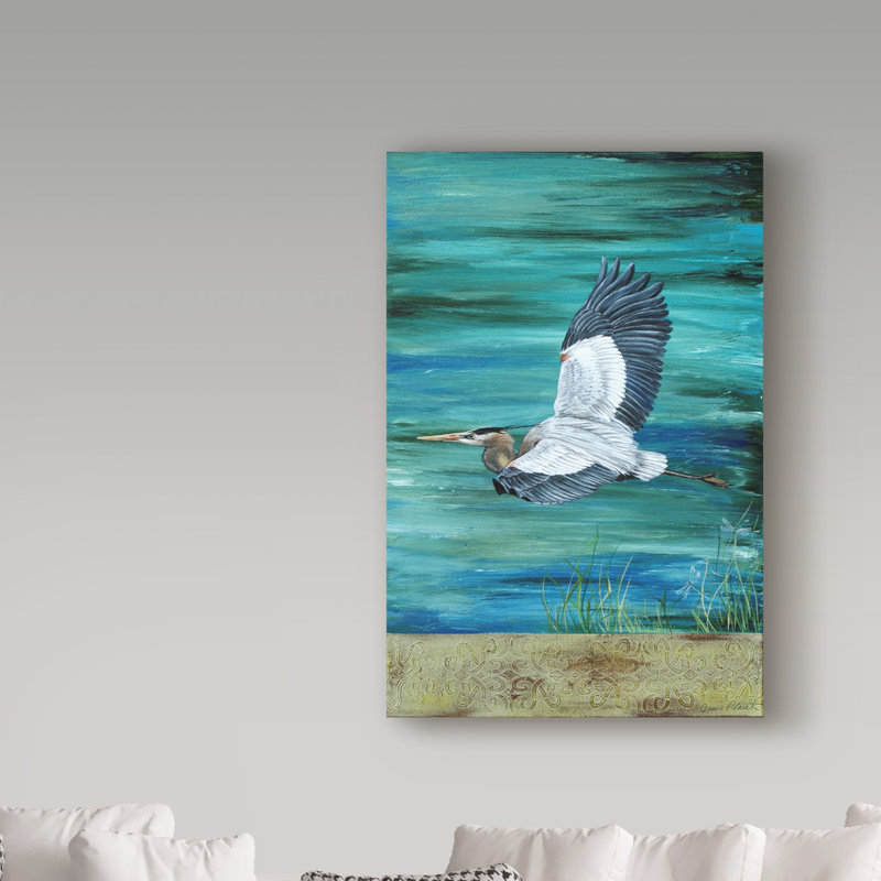 « great blue héron flying », reproduction d’impression sur toile tendue, H 19 po x l 12 po x P 2 po