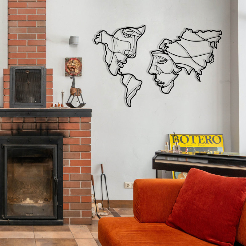 Élégant accessoire mural en métal noir élégant, 39,4 x 25,2 pouces | Fabrication 100% métal, épaisseur: 0,05 pouce | Parfait pour la décoration intérieure, le salon et le bureau | Conception durable et élégante