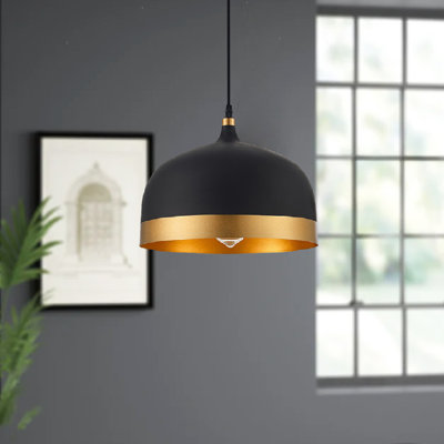 Modern Matte Black Dome Single Pendant