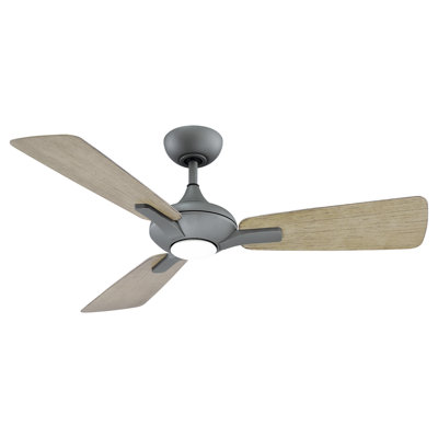 Mykonos 52" 3 - Blade Outdoor/Indoor Smart Ceiling Fan with Remote Control and LED Light Kit Included, Works With Alexa and iOS or Android App