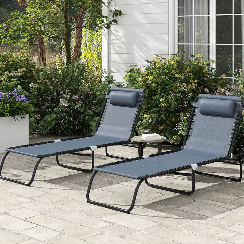 Chaise longue de patio By - 4, filet respirant, pliable, cour inclinable grise