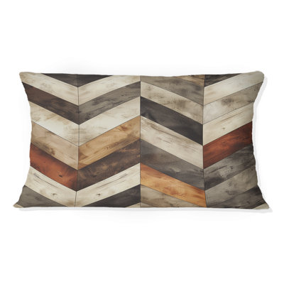 Imprimé à chevrons beige et orange - Coussin lombaire moderne