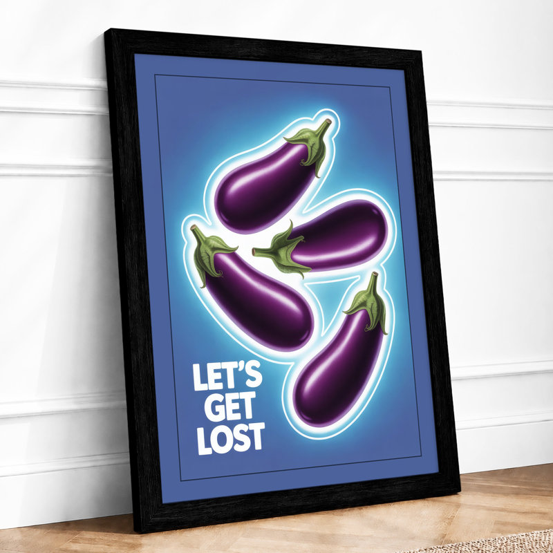 Neon Eggplant Pop Art - Print, Black, A3 - 42.0 x 29.7 cm