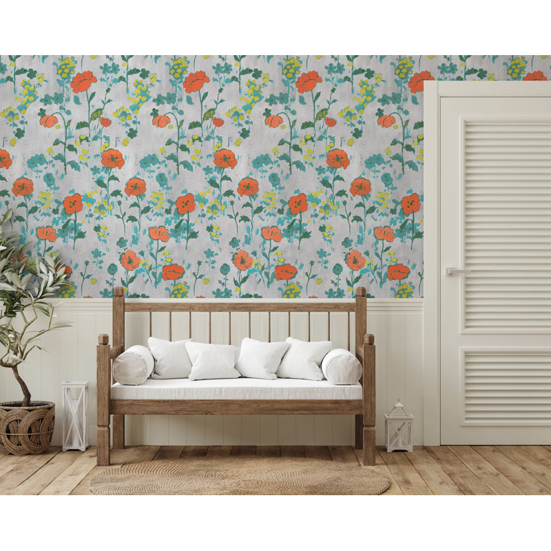 Paule Marrot Floral Wallpaper Double Roll, Light Gray