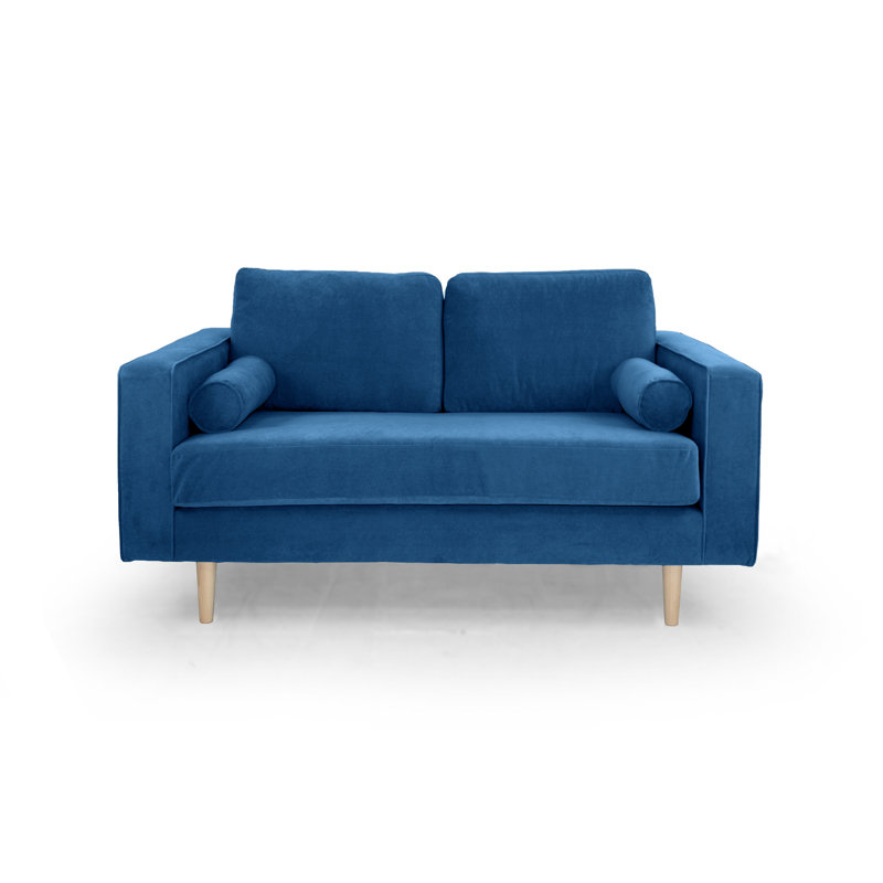 Boubacar 2 Seater Velvet Sofa, Blue, Brown