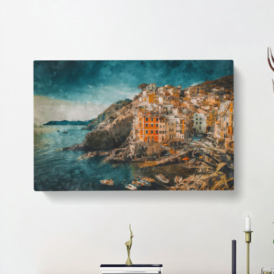 Riomaggiore Cinque Terre in Italy - Wrapped Canvas Painting Print
