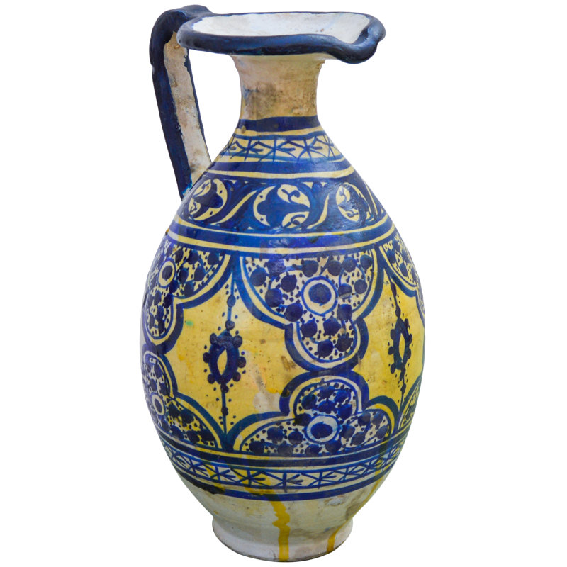 Vase de table intérieur / extérieur bleu / blanc antique / blanc 11 po