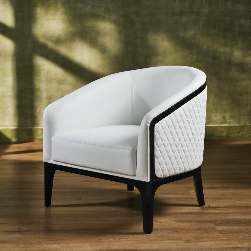 Méridienne en cuir Edward noir, Cuir véritable blanc