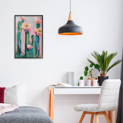 Giclée de fleurs de cactus vibrantes sur toile, design par Lsr Design Studio