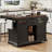 54.9" Kitchen Island with Cross Barn Doors, Glass Door, and Power Outlet – Black-129895337