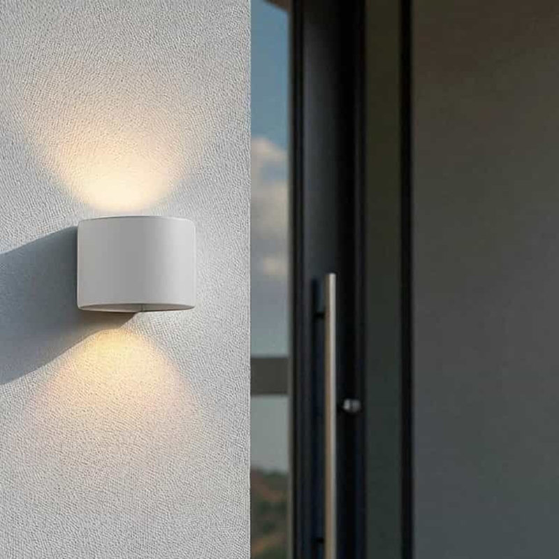 UltraBeam 6 Watt LED Round Up and Down Outdoor LED Wall Light  - IP65 Rated, White