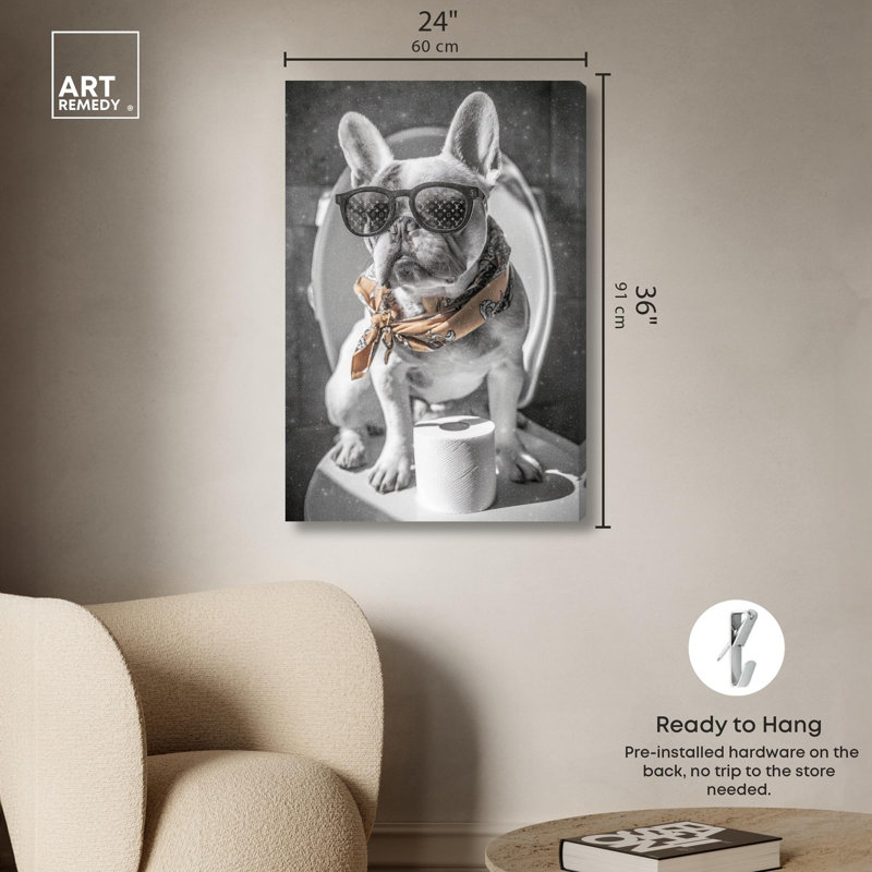 Impression sur toile Frenchie, H 30 po x l 20 po, Toile tendue avec châssis