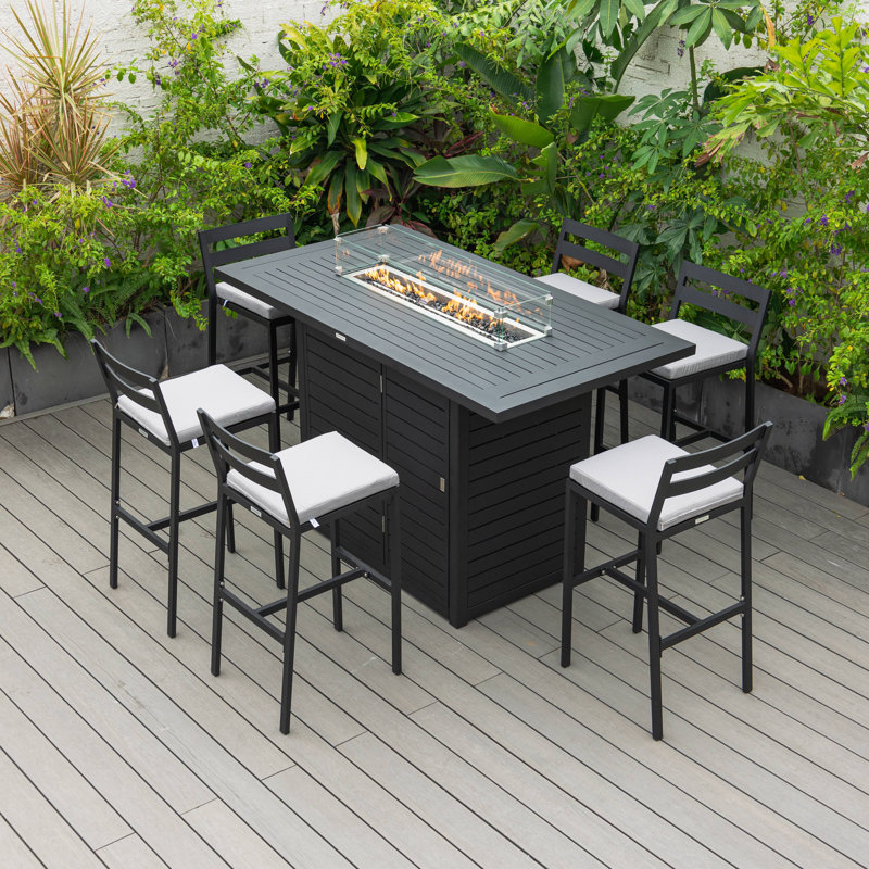 Tabouret de patio avec structure en aluminium thermolaqué et coussin amovible, collection Chelsea, Gris clair