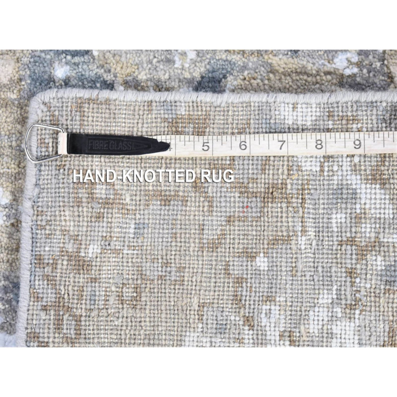 Tapis de couloir gris 2 pi 6 po x 10 pi 6 po de style abstrait à motif abstrait en laine pure noué à la main 3A5BFFFFF0D646B08FE8556240867323