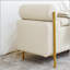 Élégant banc de rangement rembourré en lin avec accoudoirs cylindriques et pieds en fer pour le couloir, le salon, la chambre à coucher