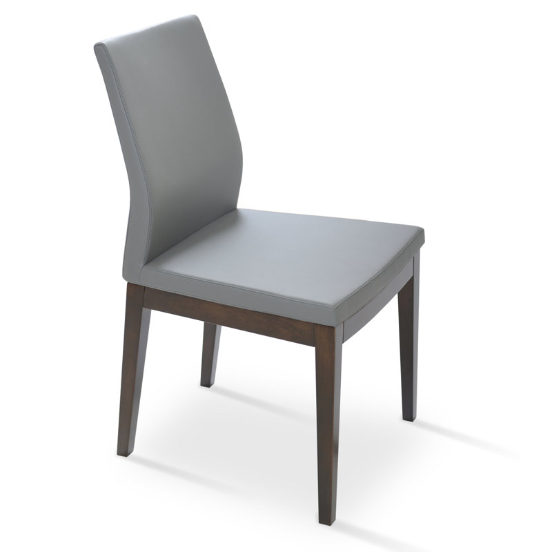 Pasha Wood Dining Chair in Boucle Fabric, Wenge, Gray Yoradale Boucle