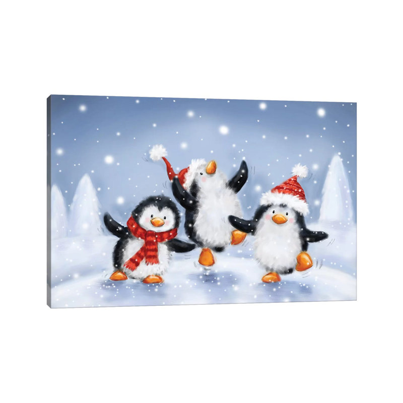 Three Penguins II by MAKIKO - Wrapped Canvas Print, 20.32 cm H x 30.48 cm W