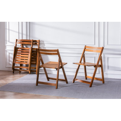 Ensemble de 4 chaises de patio pliantes en bois massif