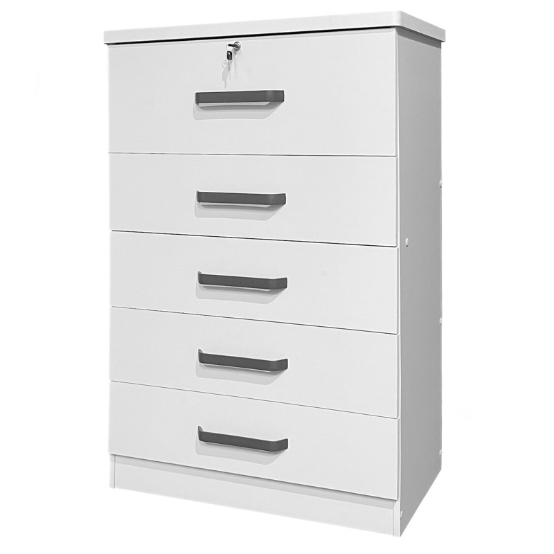 Commode avec commode à tiroirs profonds et verrous de grands tiroirs 31,5 po, Blanc