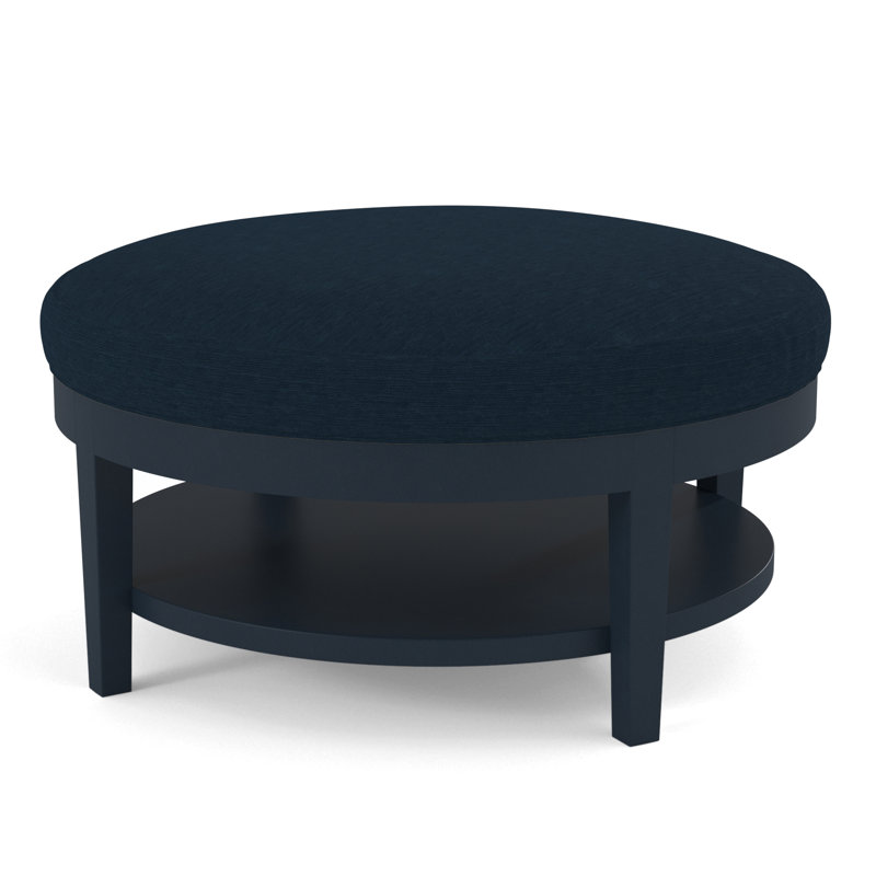 Midtown Upholstered Ottoman, Lapis Plaid; 0126-63, Navy Finish