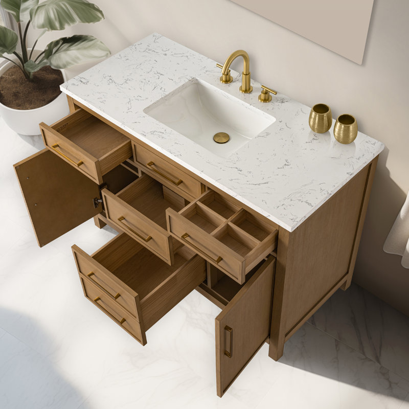 Reajean 48" Single Vanity, Caramel/Brushed Bronze