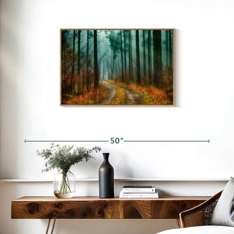 Sentier de la forêt d'automne, Cadre flottant en bois naturel, 31 po x 21 po