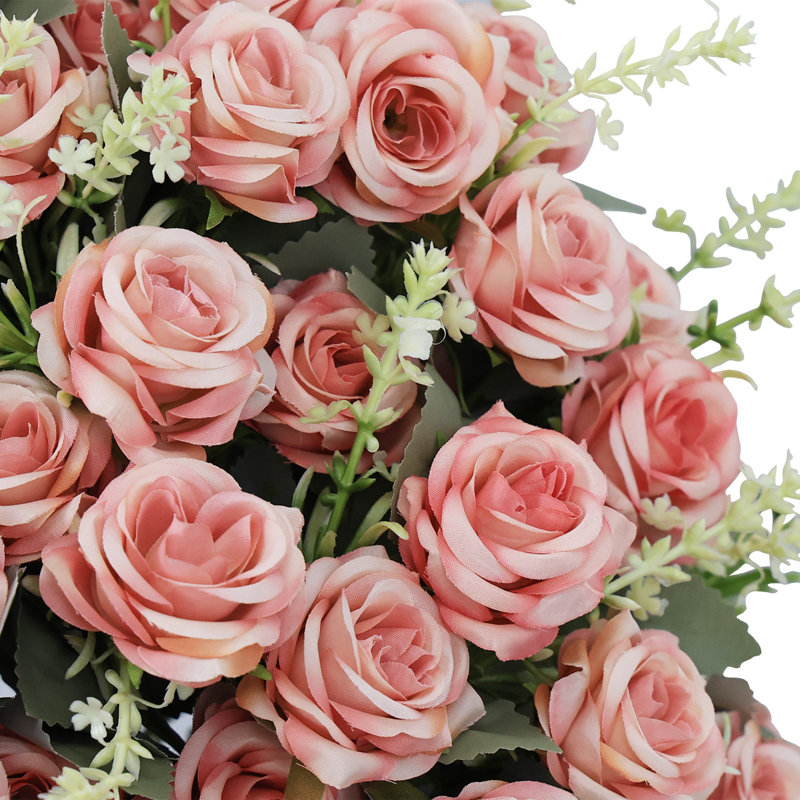 2 pots artificiels roses de 24 pouces résistants aux rayons UV, artificiels et floraux réalistes convenant à un décor intérieur et extérieur (rose)