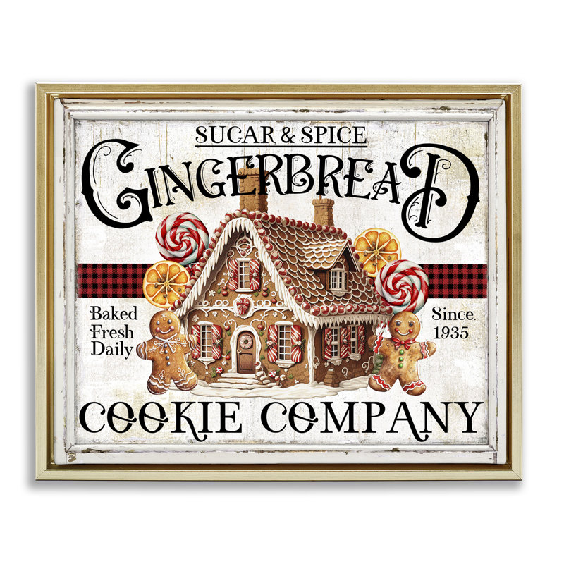 Art mural sur toile Gingerbread, H 25 po x l 31 po, Cadre flottant métallique doré