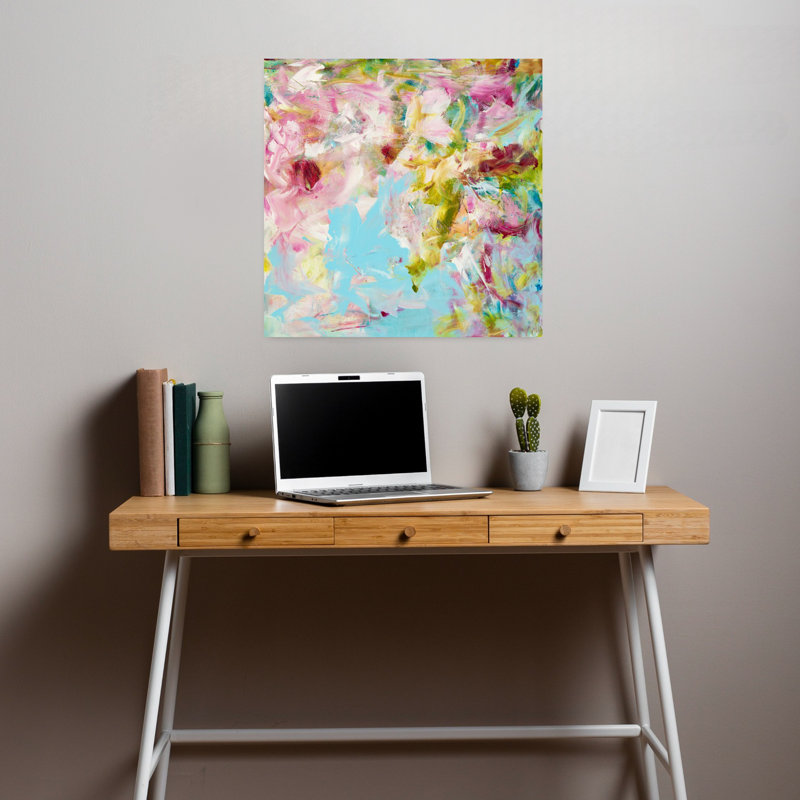 Art contemporain abstrait bouquet de jardin, 18" H x 18" W