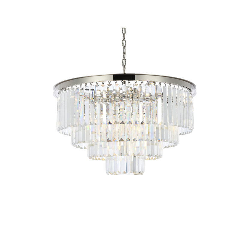 Yazmin 17 - Light Dimmable Tiered Chandelier, Clear, Polished Nickel