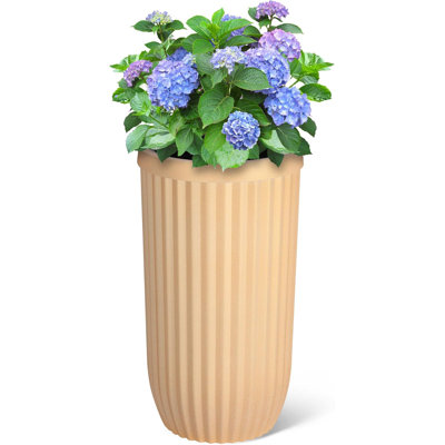 31" Gold Tall Planters Set Of 2 Large Indoor & Outdoor Self-Watering Flower Pots With Drainage Water Level Monitor & Wheels Planters For Patio