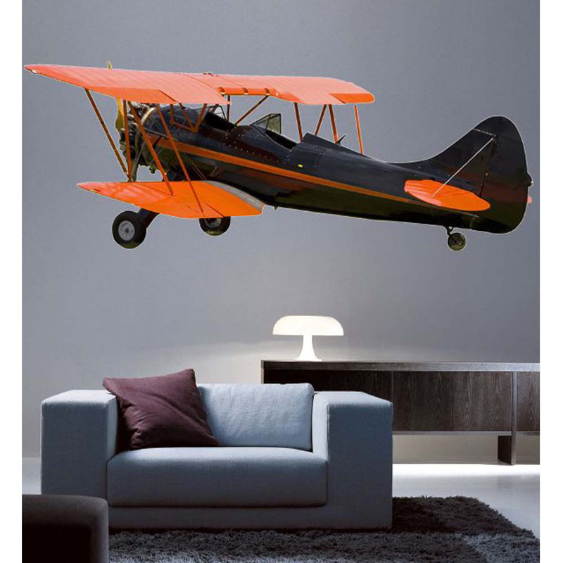 Adhésif décoratif rétro Biplan, H 13,5 po x l 36 po