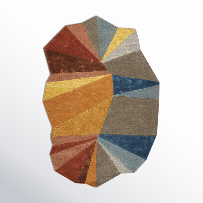 Stanford Handmade Tufted Yellow/Gray/Blue Area Rug, Rectangle 6' x 9'