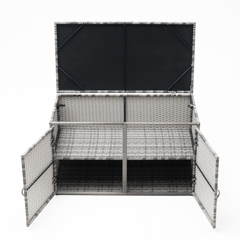 Living And Home 113cm W Wicker Deck Box, Grey
