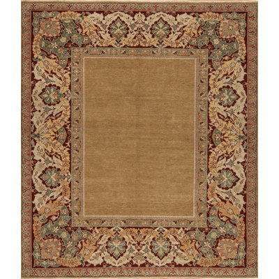 Has Hali Collection One-of-a-Kind 6.4 X 8.2 Rectangle Wool Area Rug in Brown and Green