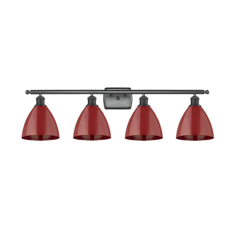 Éclairage pour meuble-lavabo à 4 lumières à intensité variable Amylee, Rouge, Noir mat