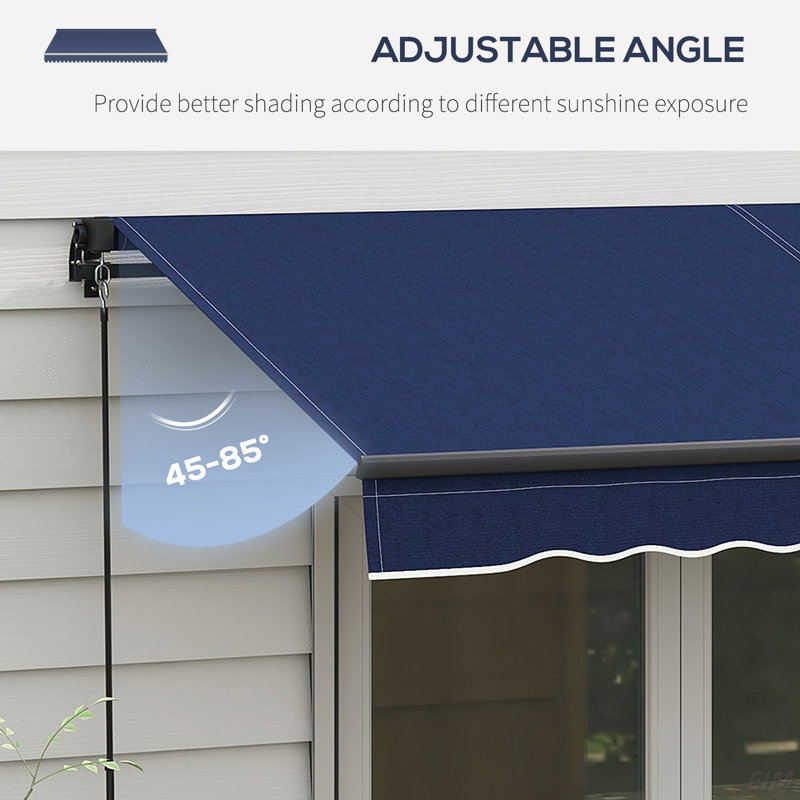 Retractable Awning, Patio Awnings, Sunshade Shelter W/ Manual Crank Handle, UV & Water-Resistant Fabric And Aluminum Frame For Deck, Balcony, Yard