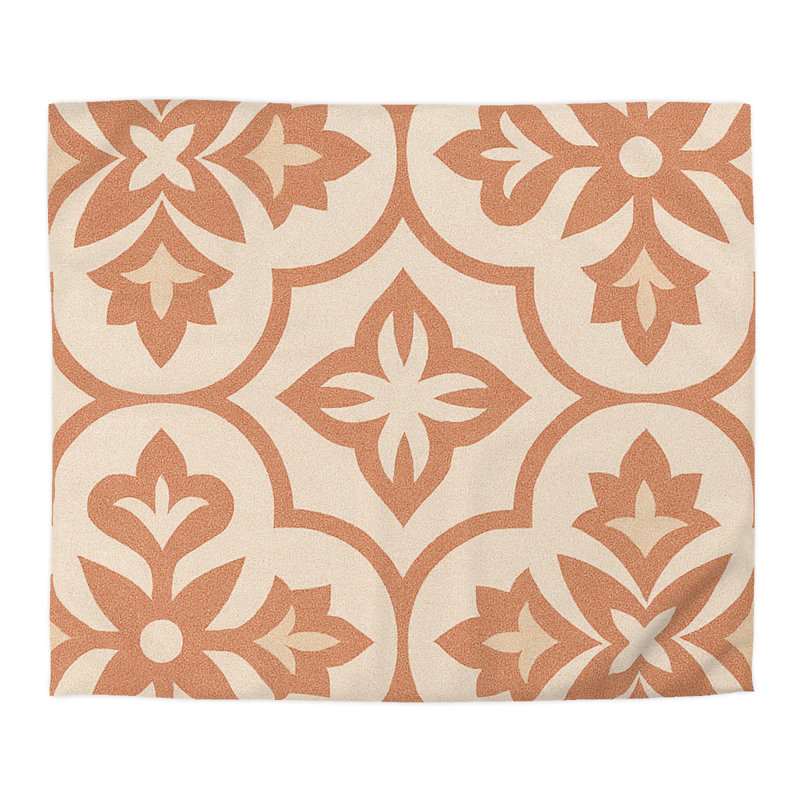 Microfiber Duvet Cover Boho Style, Design 36, King Duvet Cover, Cream