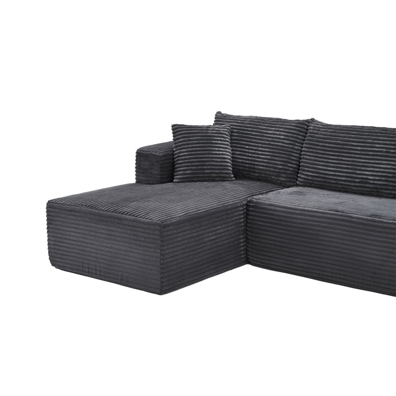 Canapé modulaire de 105 po avec canapé en forme de L et canapé-lit modulaire sans dossier de 105 po, Grey Foam