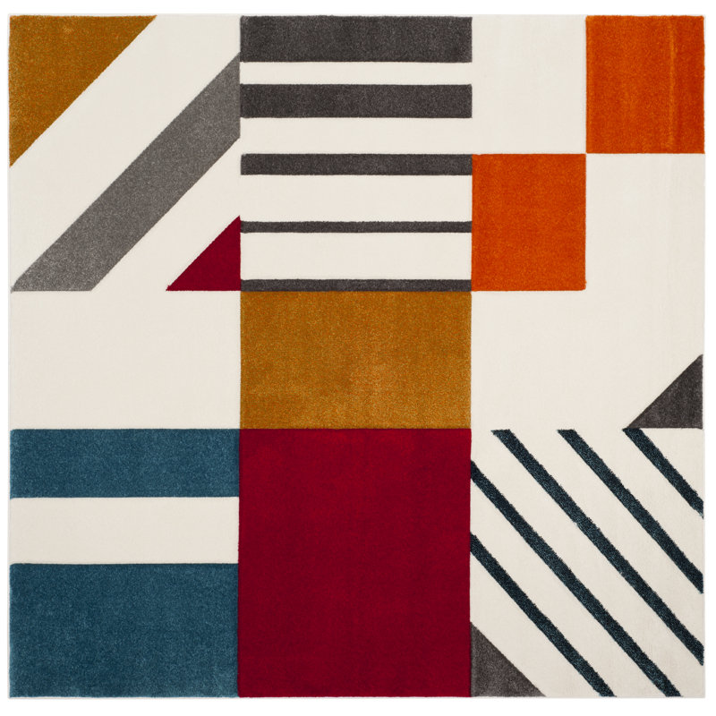 Vakhdank Geometric Area Rug, Round 122cm
