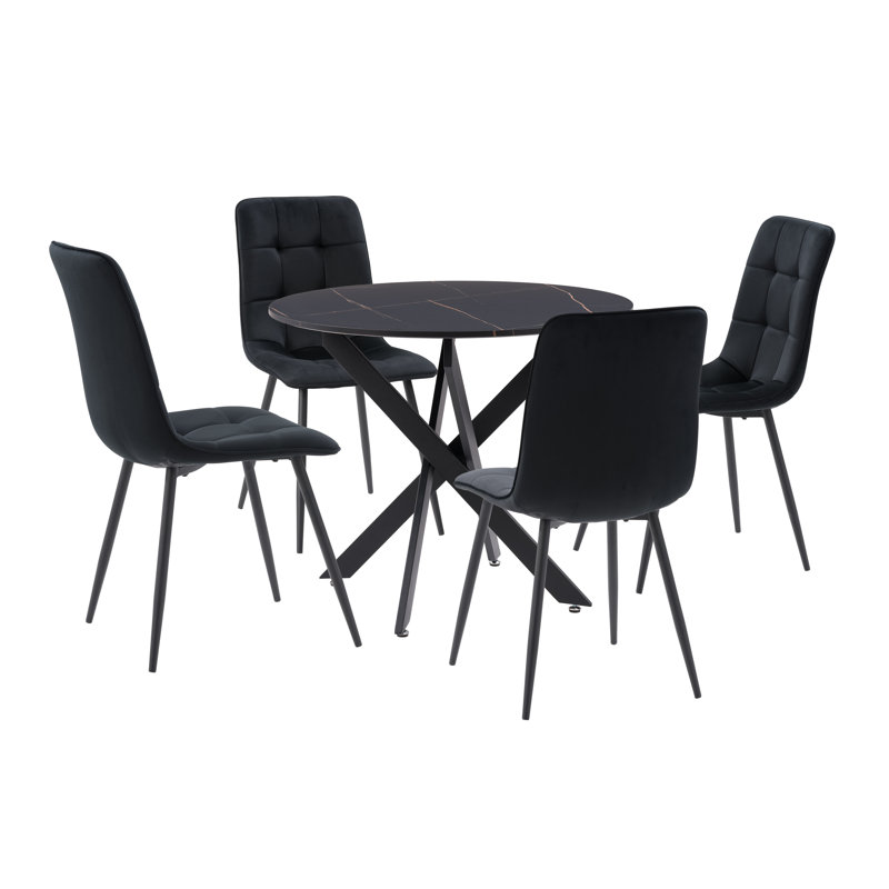 Ensemble repas pour 4 personnes Steller, Noir