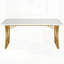 Table de salle à manger moderne avec faux marbre blanc doré, grand rectangulaire pour 4 à 6 personnes, pieds géométriques élégants pour la salle à manger ou la cuisine