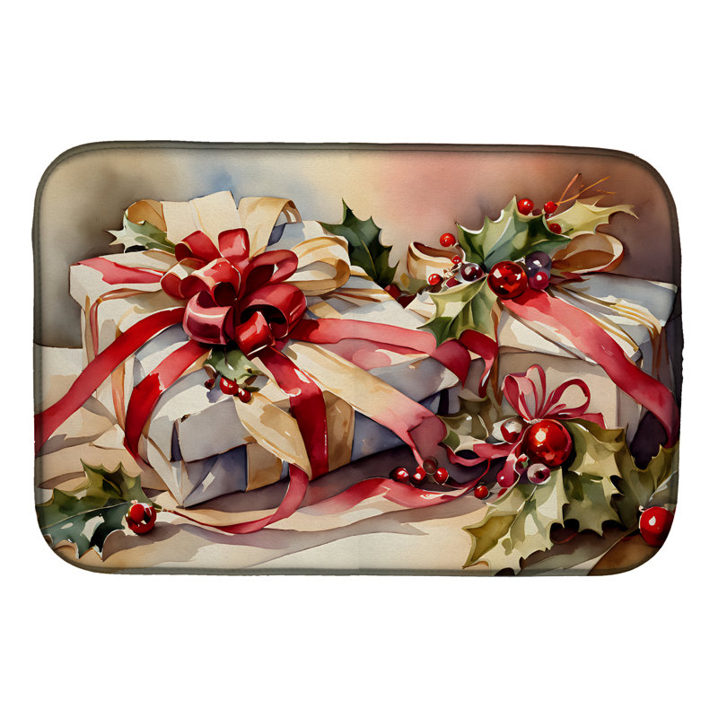 Christmas Bows & Ribbons Dish Drying Mat